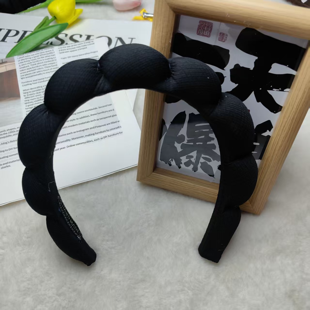 Diadema de Esponja tipo Nube de Tela para Lavado de Cara