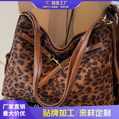 外贸豹纹包包女式2025新款双肩包复古背包大容量托特包单肩斜挎包