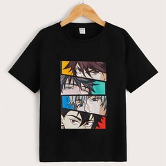 跨境外貿2024夏季款卡通動漫印花中大童春夏兒童童裝寬鬆短袖上衣