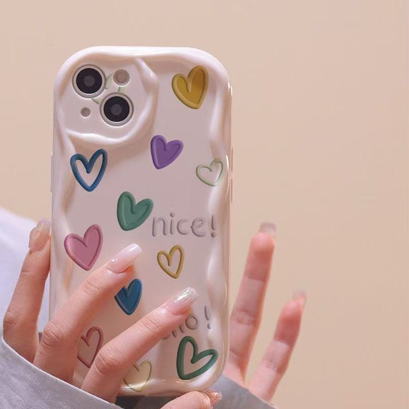 El amor estilo ins se aplica a la carcasa del teléfono móvil iphone15promax transfronterizo 11 Apple 16/14pro Japón y Corea 13/12