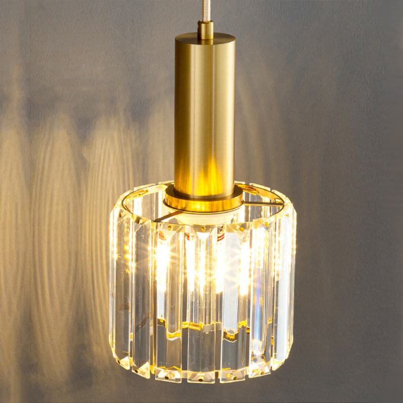 American-Style Minimalist Crystal Pendant Light, Italian-Style Creative Bedroom Hotel Living Room Tv Background Wall Fishing Line Pendant Light