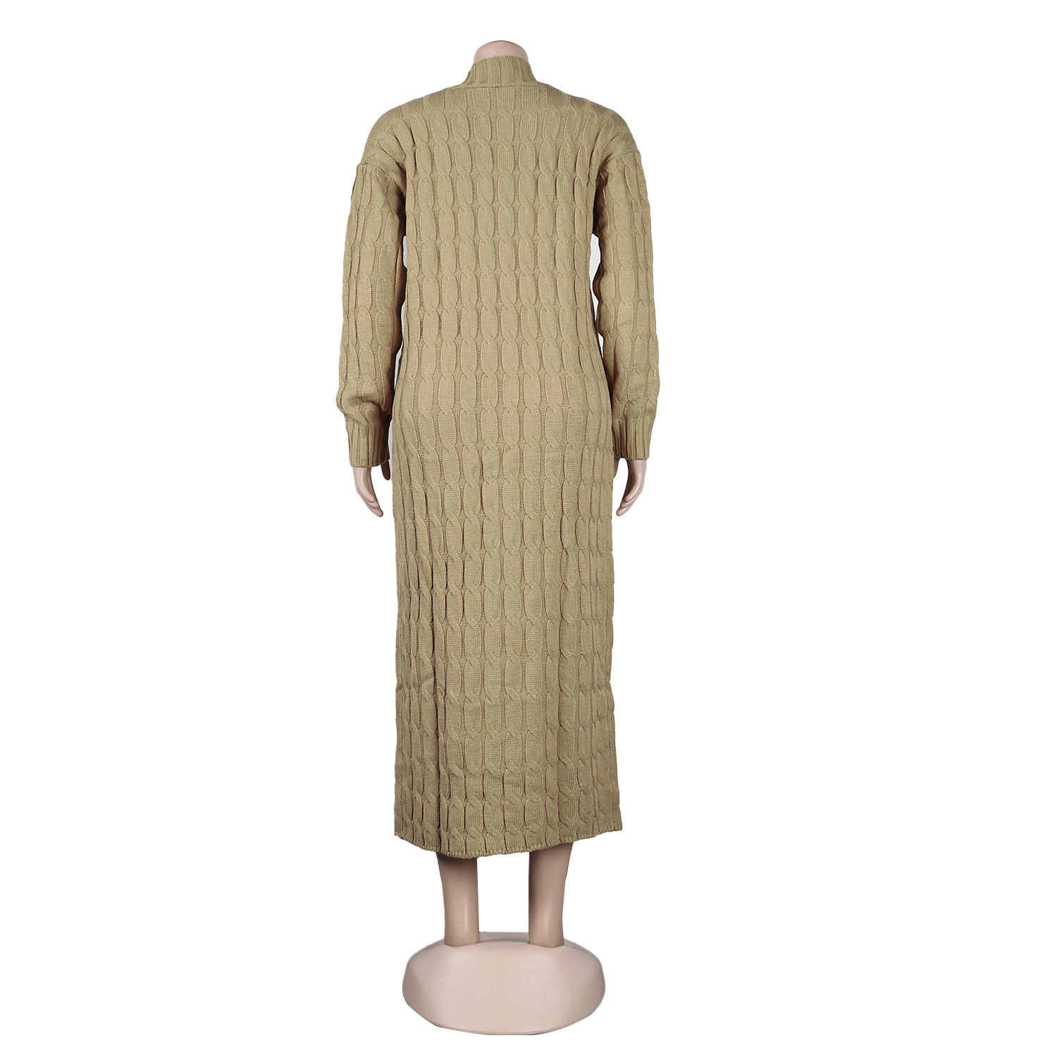 Damen Strickjacke Lang Aus Grobstrick In Unifarben Wintermantel_voghion.com