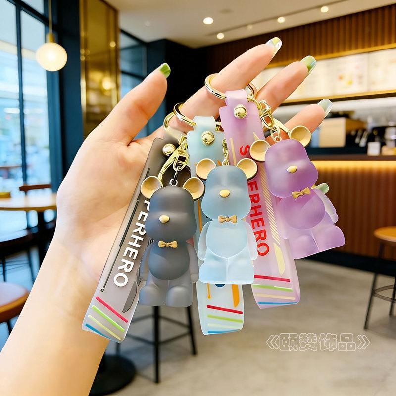 Cartoon Crystal Bear Keychain Pvc Material Creative Couple Keychain Bag Pendant Spring Festival Small Gift Wholesale