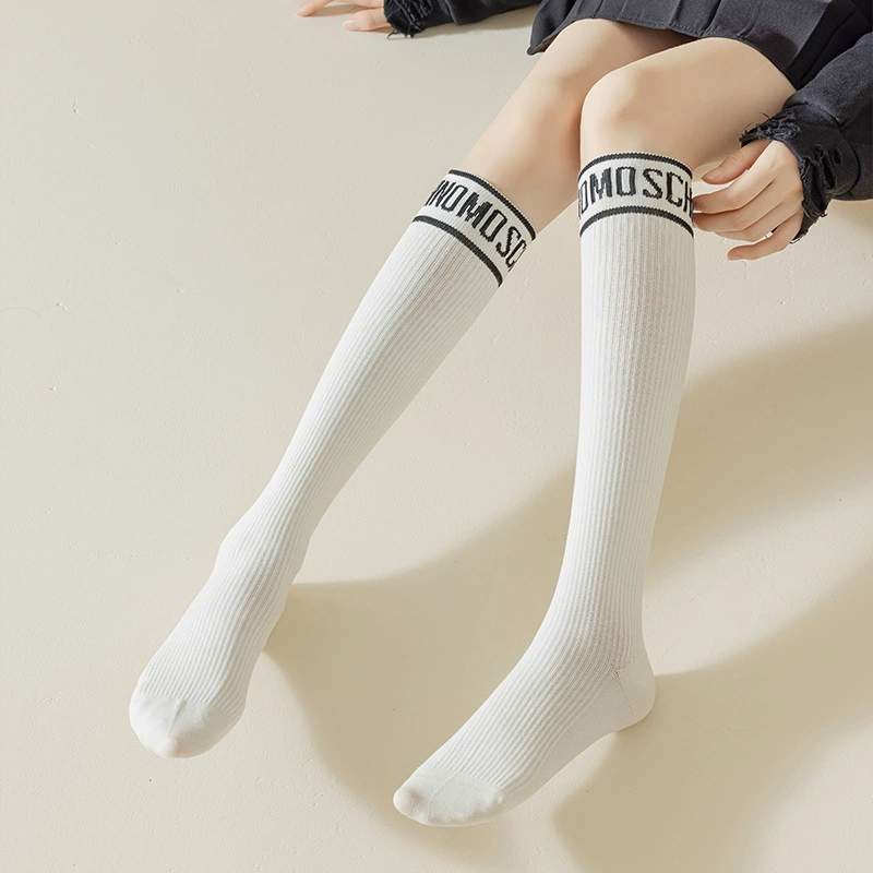 Black and white element stress calf socks, bone bone socks, antibacterial odor, anti -odor resistance, socks, showing thin and shaping JK socks