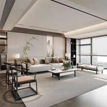 新中式房实木沙发会所 现代禅意客厅胡桃木别墅家具