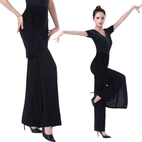 New Dance Modern Ballroom Square Women High-Waist Latin Dance Skirt International Standard Dance Practice Long Pants Social Dance Suit Pants