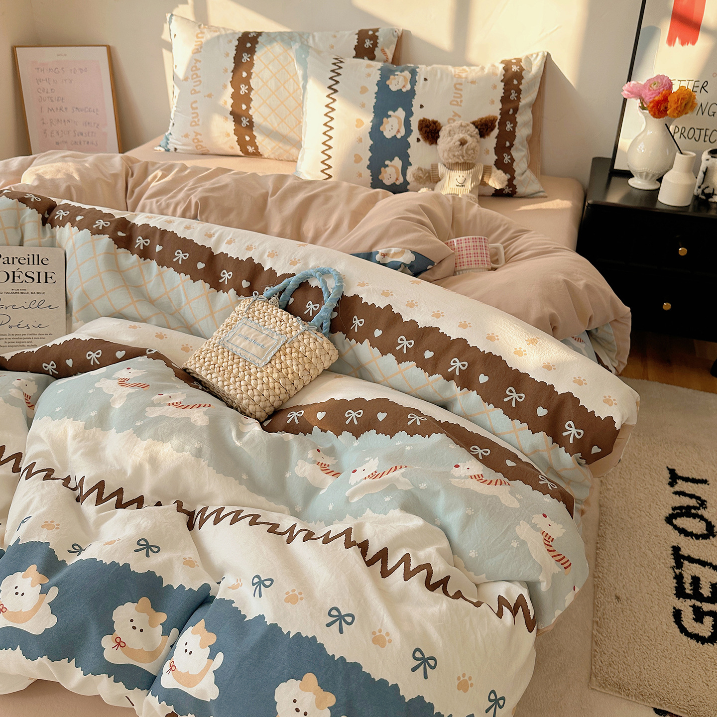 Super Soft Washable Cotton Four-piece Bedding Set Fresh Style_voghion.com