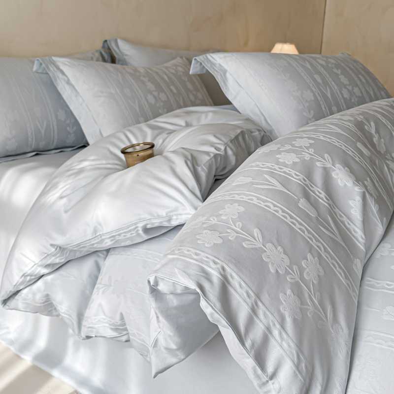 Nantong Home Textiles 2026 New Spring and Summer All-Cotton Long-Staple Cotton Three-Dimensional Jacquard Four-Piece Bedding Set Cross-Border Wholesale