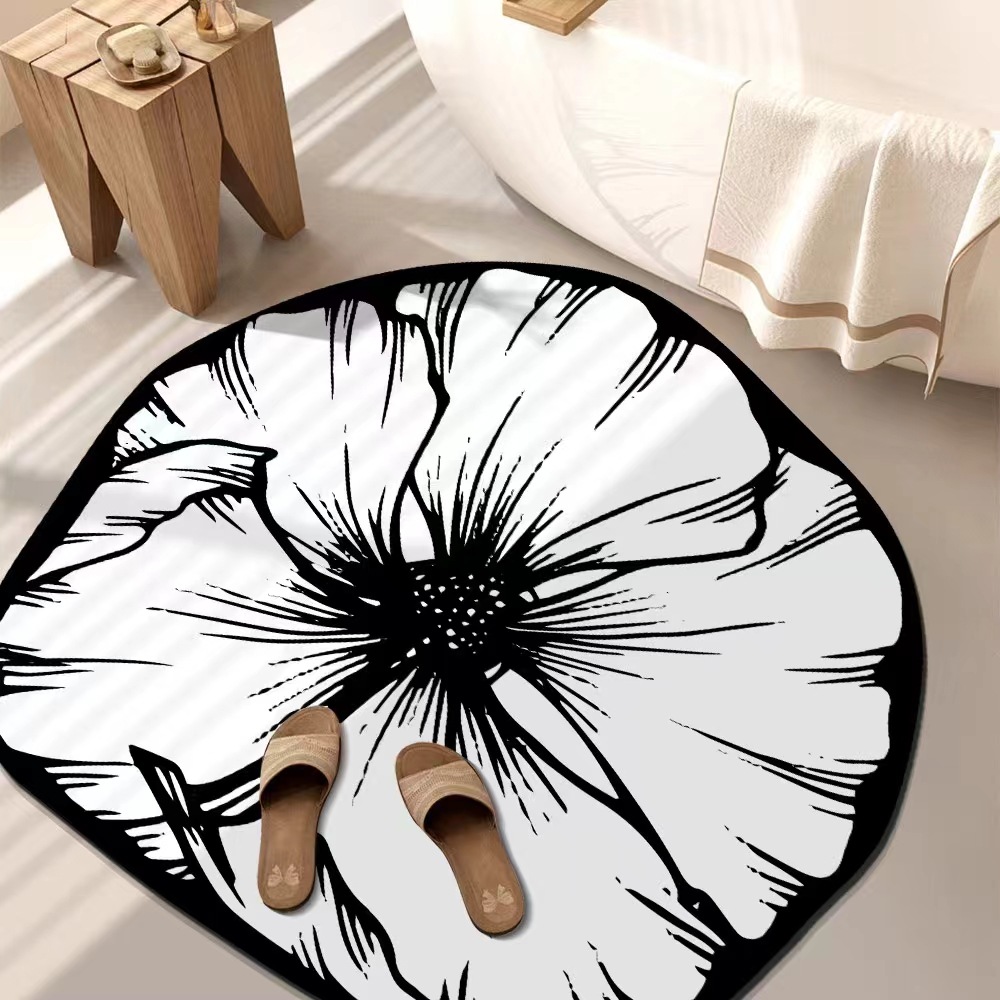 Luxury Camellia Carpet Irregular Shape Water Absorbing Non Slip Floor Mat Living Room High End Bedroom Bedside Carpet_voghion.com