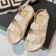 962-1 fairy style sponge cake thick soled sandals for women in the summer of 2024, new flat bottomed Roman strap women's shoes