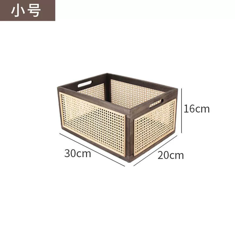 Retro table storage box from natural wood, storage basket, storage system