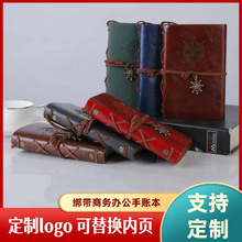 A7海盗仿皮活页日记本 复古创意随身绑绳旅行手账本文具可印logo