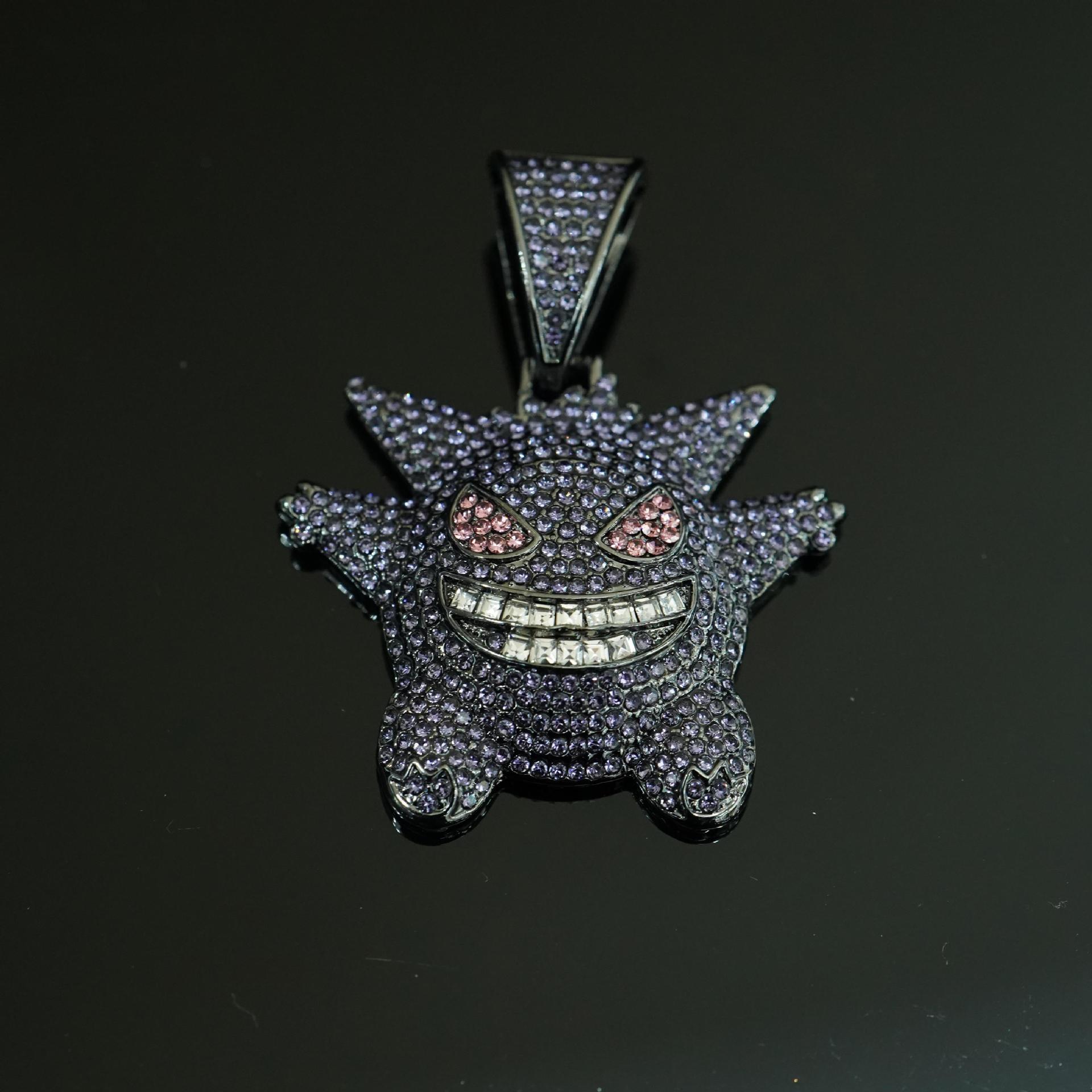 Personalidad europea y americana hiphop Pokemon elfo anime mascota elfo gungghost colgante de aleación collar de hip-hop
