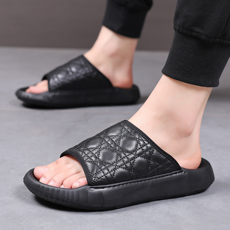 Verano de piel de oveja nueva zapatillas de hombre zapatillas de cuero zapatillas de hombre zapatillas de playa transpirables sandalias zapatos de hombre