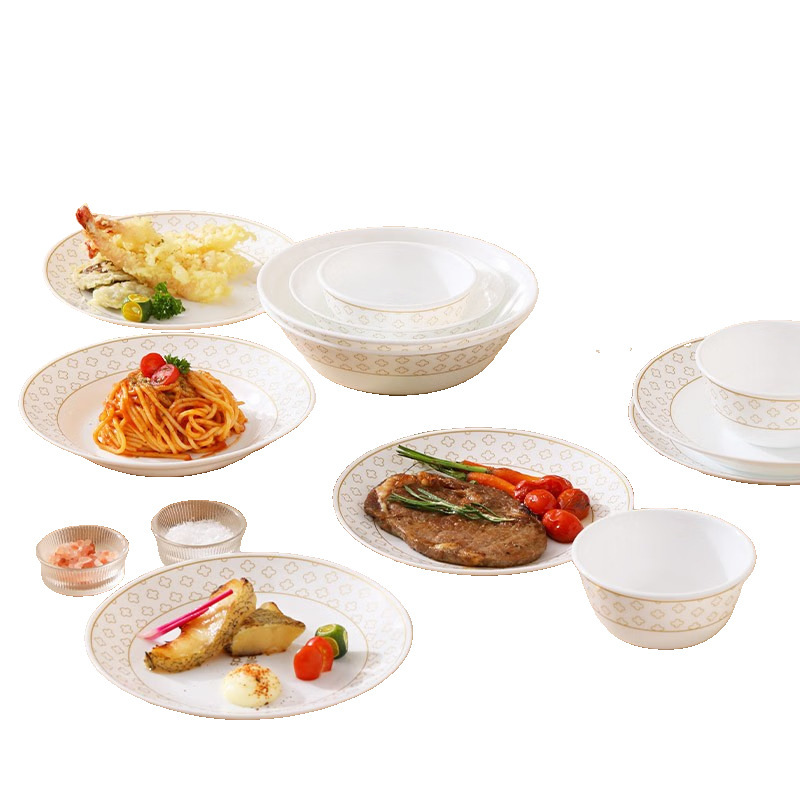 Corning CorelleBrands Tableware Light Luxury Geometry 42 Pieces Set CB-QSJSJH-42HP/KZ