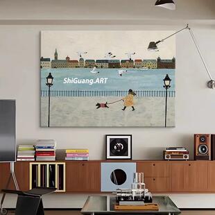 Sgmx Scandinavian Modern Simple Abstract Character Landscape Decorative Painting Niche Art High-End Bedroom Aisle Hanging Painting