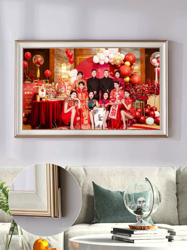 Wall photo frame from natural wood