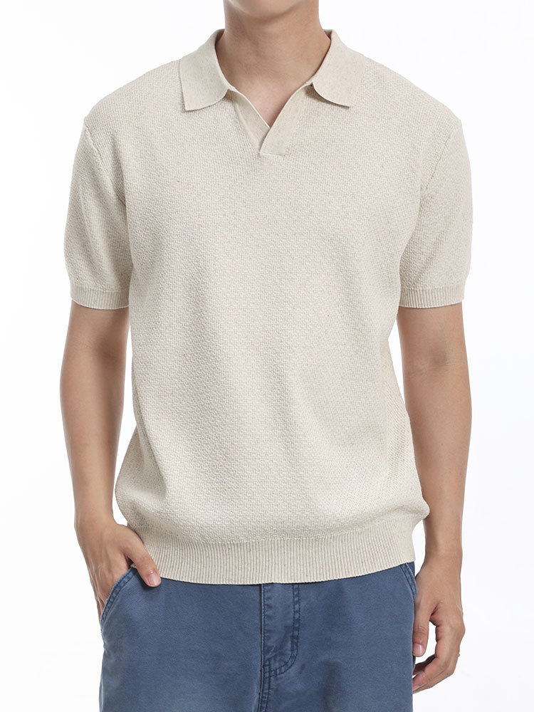 Hombres viejos ganchos de hielo de seda de punto polo camiseta de manga corta hombre de alto nivel de negocios gaviota cuello camiseta de luces para hombres