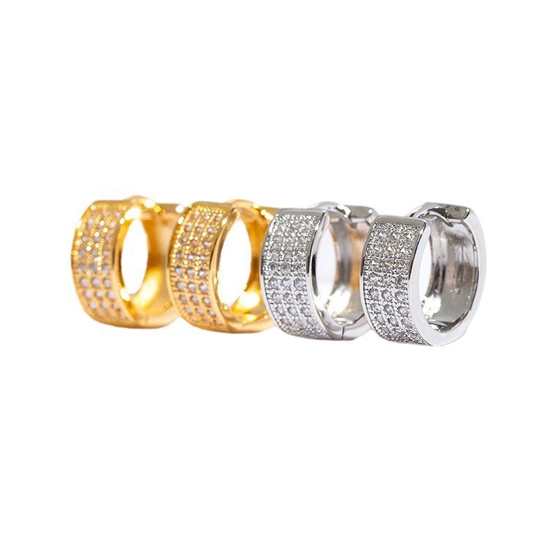 Polished Finish 1 Pair Hip-Hop Streetwear Geometric Copper Zircon Earrings
