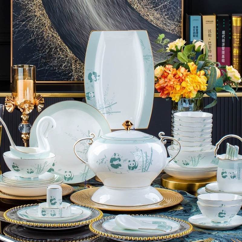Элитный набор посуды в китайском стиле, вес 3.5 кг, размеры 45×27×18 см; Wolong Bamboo Sea 18/40/60 предметов