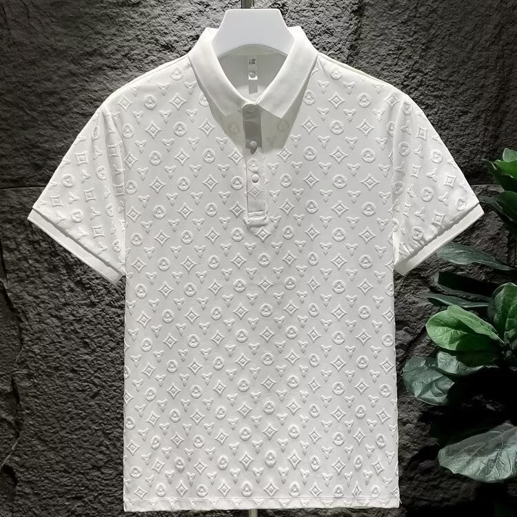 Polo de manga corta con solapa Camiseta de verano de marca de moda para hombres Versión coreana de la tendencia delgada 2025 nueva camiseta de todo fósforo