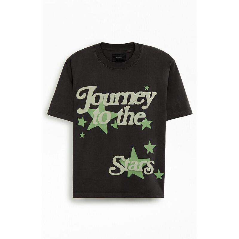 Cross-Border Pure Cotton European Size Pacsun Men's Journey to the Stars Washed Oversize Cross-Border Pure Cotton European Size Pacsun Men's Journey to the Stars Washed Oversize