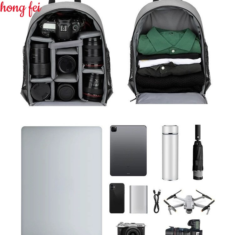 (2개) 노트북 가방 파티션 방수 사진 배낭 배낭 남성과 여성을위한 SLR 카메라 배낭 커버 렌즈 가방