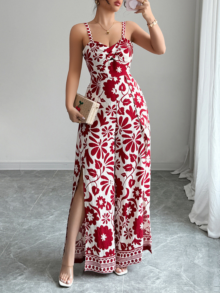 Combinaison twist imprimé Fleurie bordeau-1 