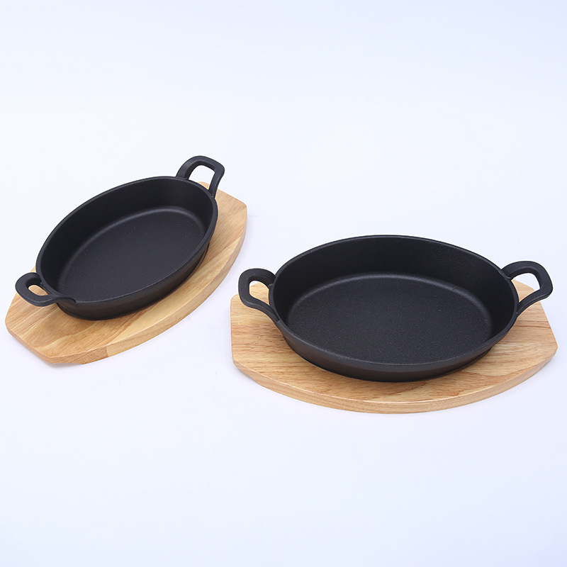 Plancha para barbacoa ovalada de hierro fundido, gruesa, con asas, estilo coreano, para carnes y pescado, uso comercial y exterior