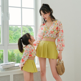 Parent-Child Swimwear Mother-Daughter Split Skirt Belly-Covering Slimming Swimwear Swimwear for Women and Children Cute Swimwear for Middle and Big Children