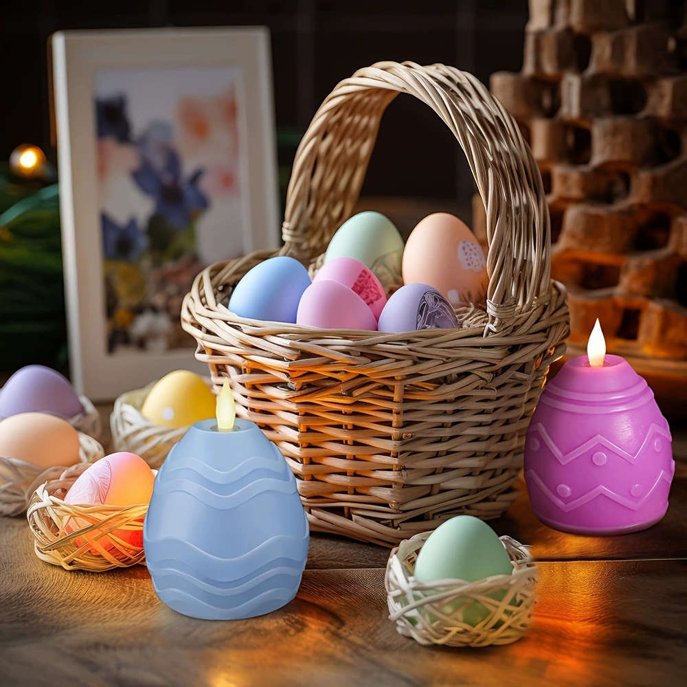 Cross -border Easter Resurrection Eggless Flameless LED Candle Light Easter Egg Candle Light
