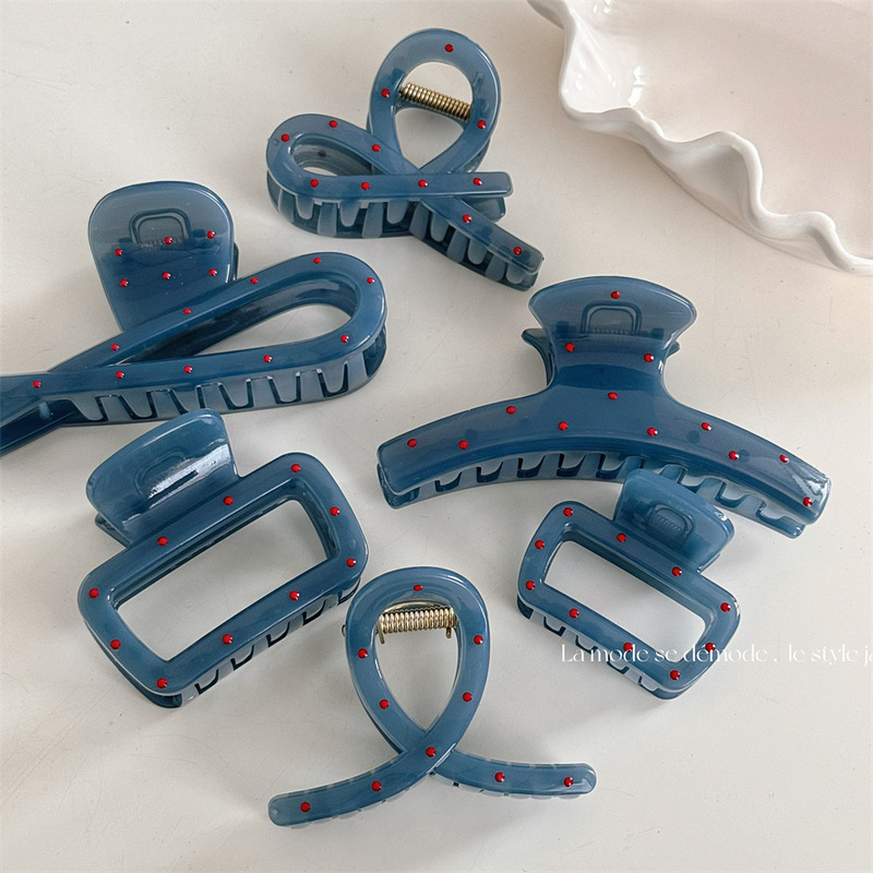 Fog Blue Red Wave Dot Grab Clip French High Sense Niche Design Sense Sweet Head Hair Shark Clip Hair Accessories Fog Blue Red Wave Dot Grab Clip French High Sense Niche Design Sense Sweet Head Hair Shark Clip Hair Accessories