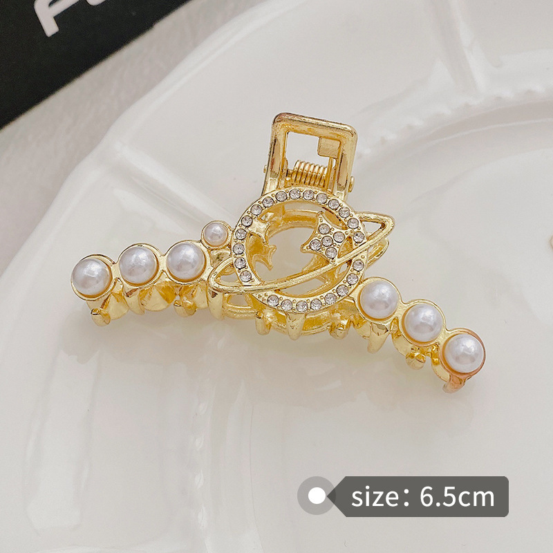 Pinza de cabello metálica coreana de alta sujeción con diseño retro