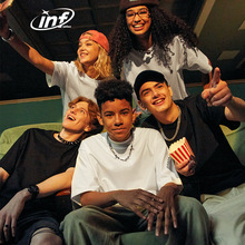 捷展严选|美式西海岸潮牌黑白纯色T恤2023夏季新品220g精梳棉短袖