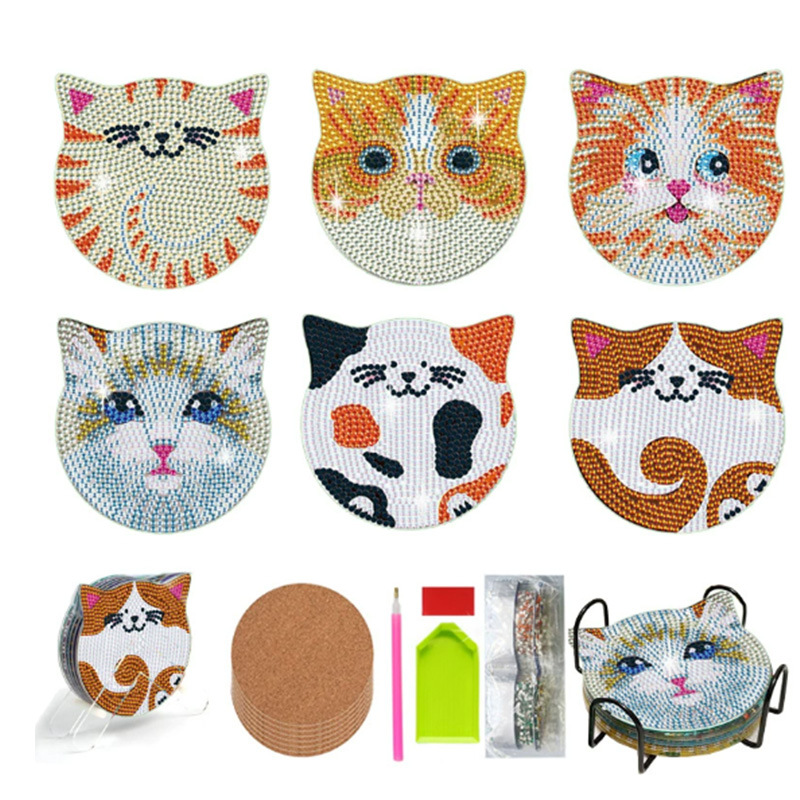 Personalizada taza de pintura de diamante transfronteriza almohadilla de taza de diamante redonda almohadilla mandala perimetral de pintura de diamante DIY