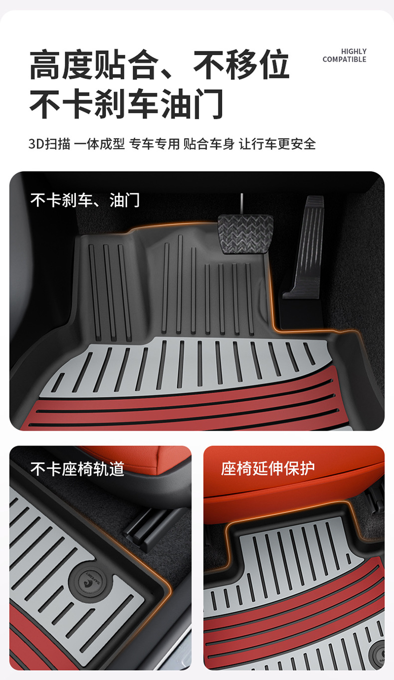 Toyota Prado Camry Highlander Avalon Rongfang Platinum 7 3X Special Colorful Tpe Car Floor Mats