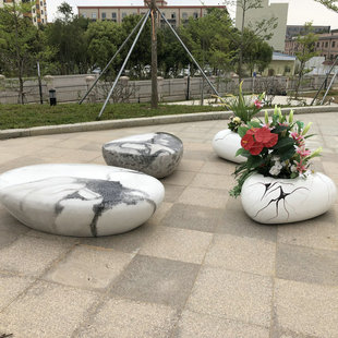 Fiberglass Pebble Soft Sofa Art Soft Seat Model Room Hotel Exhibition Oval Leisure Chair Stool