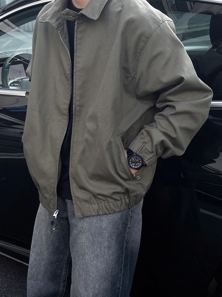 軍緑cleanfitジャケット男性モデル春秋スーツファッションブランド高級感カジュアルパイロット上着