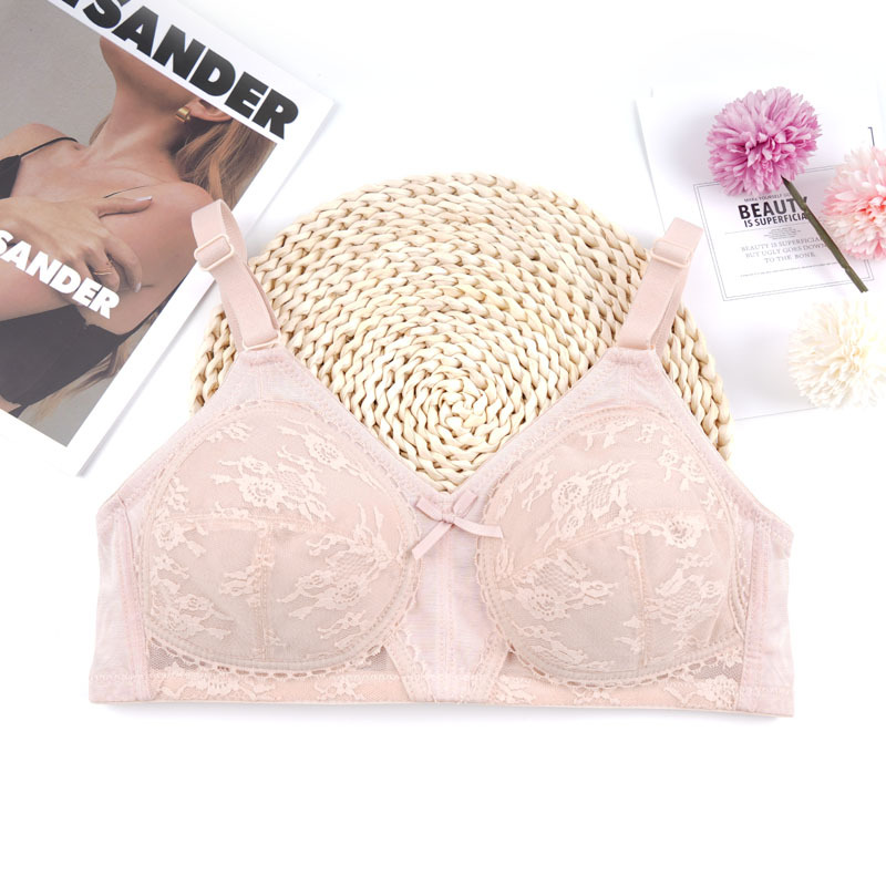 Gran tamaño de comercio exterior punto delgado sin esponja sin anillo de acero ropa interior mujer gran pecho pequeño se reúnen contra la caída del sujetador