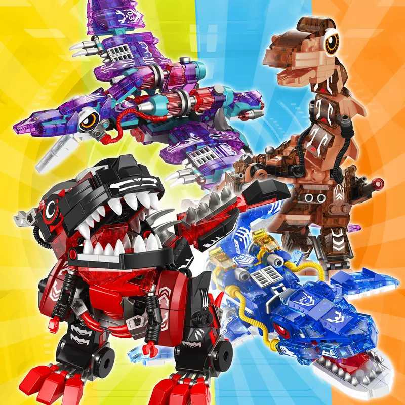 哲高 Lego, mechanical dinosaur, constructor, toy for boys, new collection, Jurassic period
