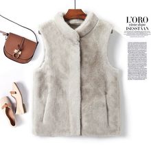 皮毛一体防水貂马甲外套秋冬新款中老年大码宽松时尚气质短款马夹