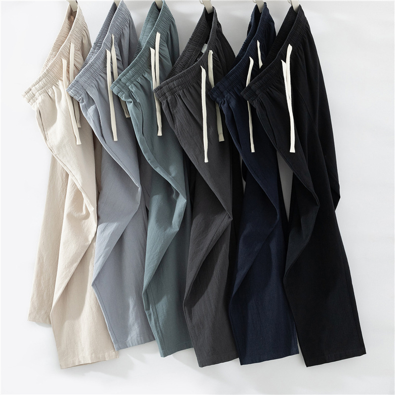 Men's Cotton-Linen Wide-Leg Pants 2026 Summer Thin Large Size Straight Loose Casual Cotton-Linen Cropped Pants in Stock for Dropshipping Men's Cotton-Linen Wide-Leg Pants 2026 Summer Thin Large Size Straight Loose Casual Cotton-Linen Cropped Pants in Stock for Dropshipping