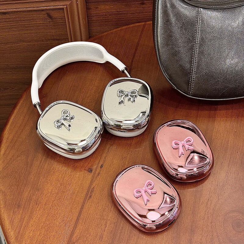 New Electroplated Three-Dimensional Bow for airpods Max2 Protective Cover Apple Headset Ear Cap Ear Mover Earphone