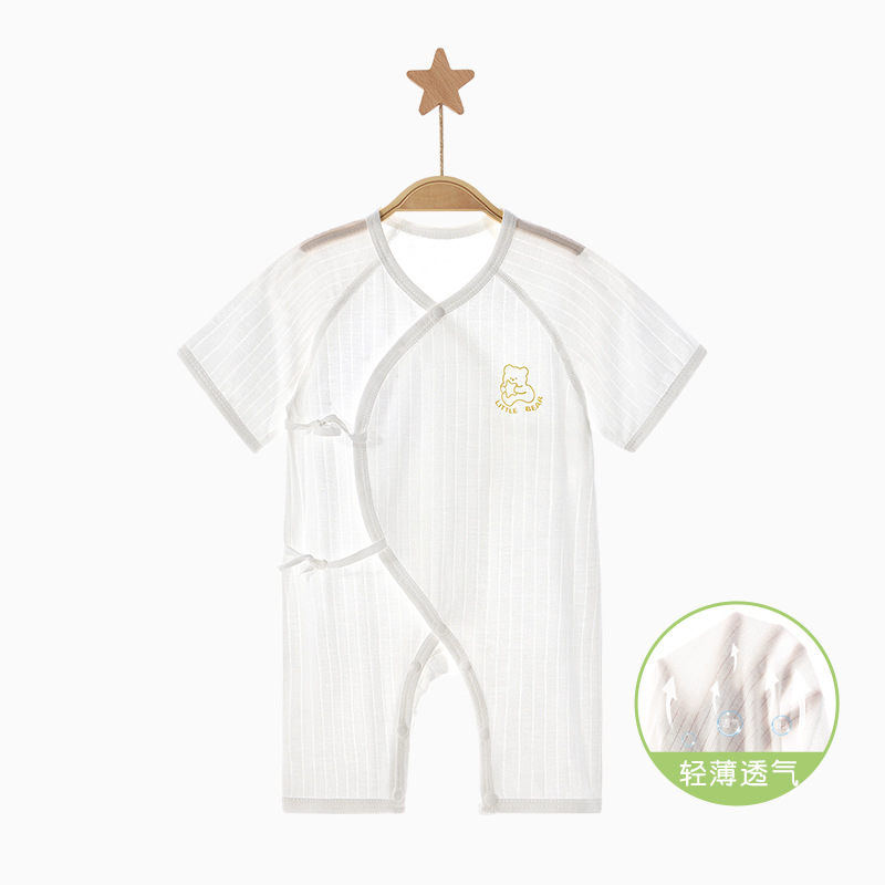 Ropa de bebé de una pieza Ropa de verano para recién nacidos para niños pequeños 0 Manga corta de marzo Estilo delgado Monk mampara pijamas Ropa de verano para bebés