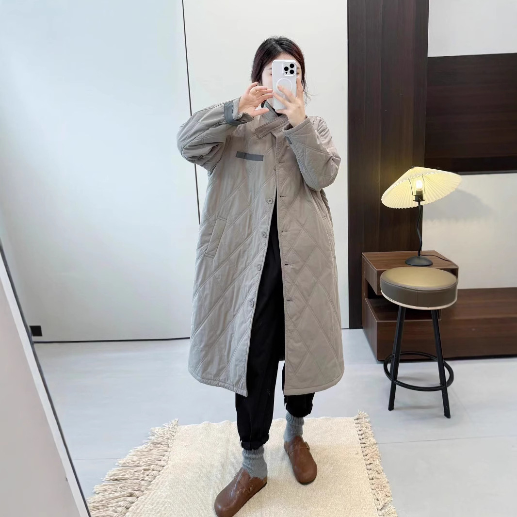(2개) 새로운 다이아몬드 모양의 긴면 패딩 코트면 패딩 재킷