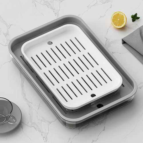 Tea tray, home living room dry brewing table, simple tea set, cup holder for tea cups and water cups, rectangular double-layer drain tray
