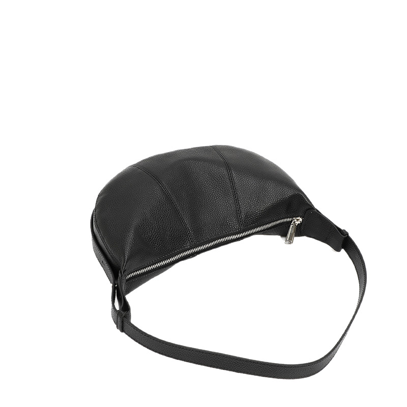 Top Grain Cowhide Leather Dumpling Bag Genuine Leather Crescent Bag For Women Niche Crossbody Bag Luxury Shoulder Saddle Bag - Thumbnail 5