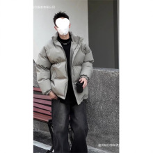 浙江嘉兴平湖棉款羽绒男款冬季灰绿色九江羽绒服感立领面包服黑色