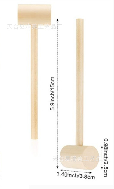 Martillo decorativo de madera, adornos de madera, martillos de madera pequeños, juguetes para niños, accesorios de martillos de madera