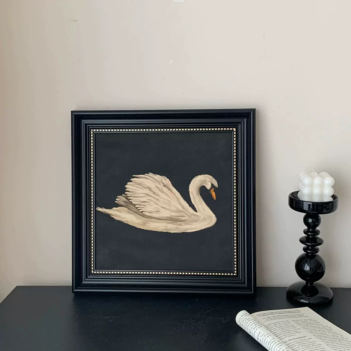 复古相框摆台画框黑色相框美高级油画风卧室书房客厅简约装饰画框